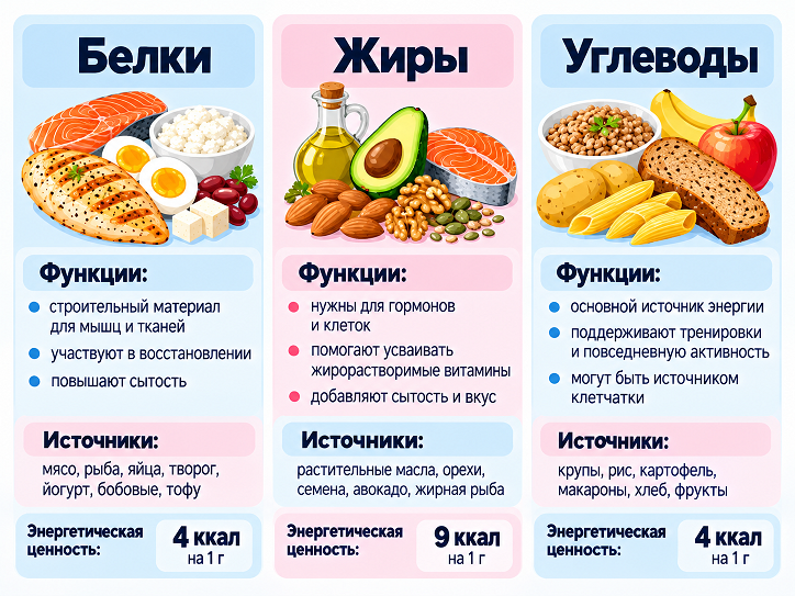 Белки, жиры и углеводы: функции и источники БЖУ